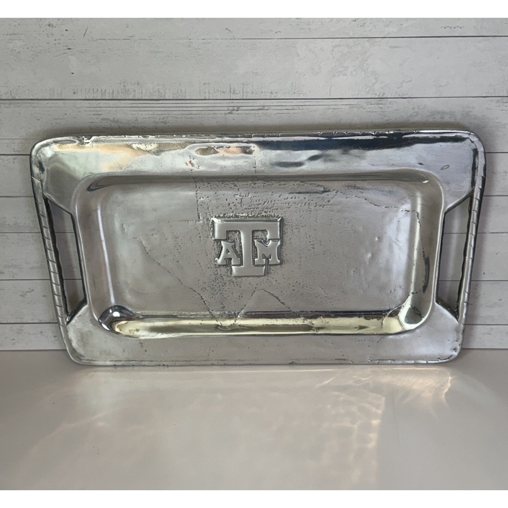 Texas A&M Aggies Pewter Serving Tray Platter ATM Logo 14.5" x 9"